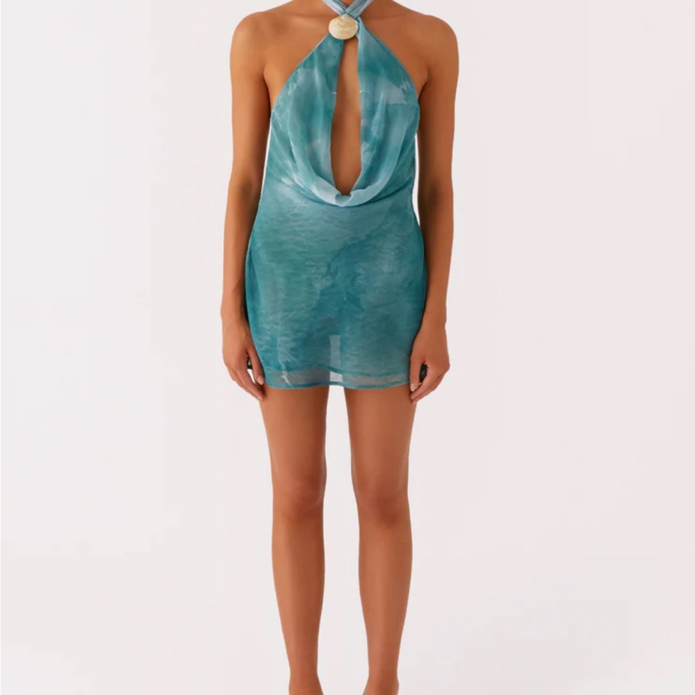 Elegant Teal Halter Dress